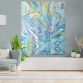 Pearlescent Aqua & Gold Liquid Marble Wandkleed