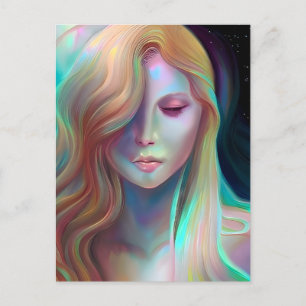 Pearlescent Fantasy AI Art  Etherische Vrouw Briefkaart