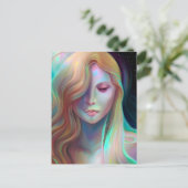 Pearlescent Fantasy AI Art Etherische Vrouw Briefkaart (Staand voorkant)