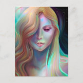 Pearlescent Fantasy AI Art Etherische Vrouw Briefkaart (Voorkant)