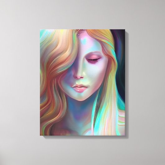 Pearlescent Fantasy AI Art Etherische Vrouw Canvas Afdruk (Voorkant)