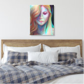 Pearlescent Fantasy AI Art Etherische Vrouw Canvas Afdruk (Insitu (Slaapkamer))