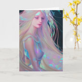 Pearlescent Fantasy AI Art  Etherische Vrouw Kaart (Gele Bloem)