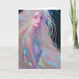Pearlescent Fantasy AI Art  Etherische Vrouw Kaart