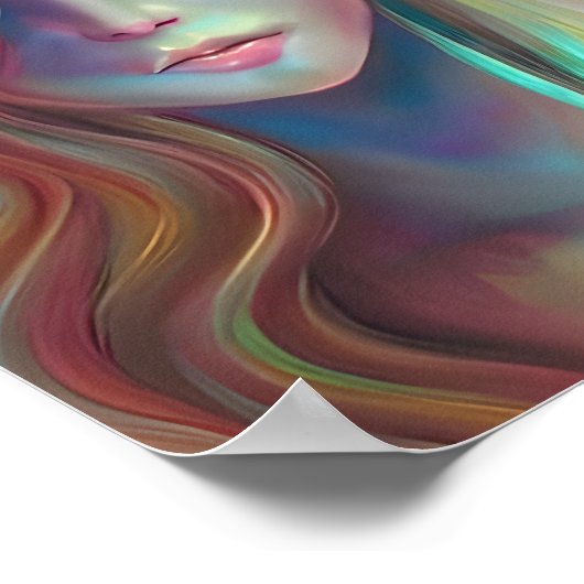 Pearlescent Fantasy AI Art Etherische Vrouw Poster (Hoek)