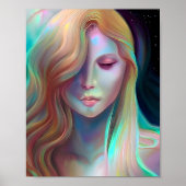 Pearlescent Fantasy AI Art Etherische Vrouw Poster (Voorkant)