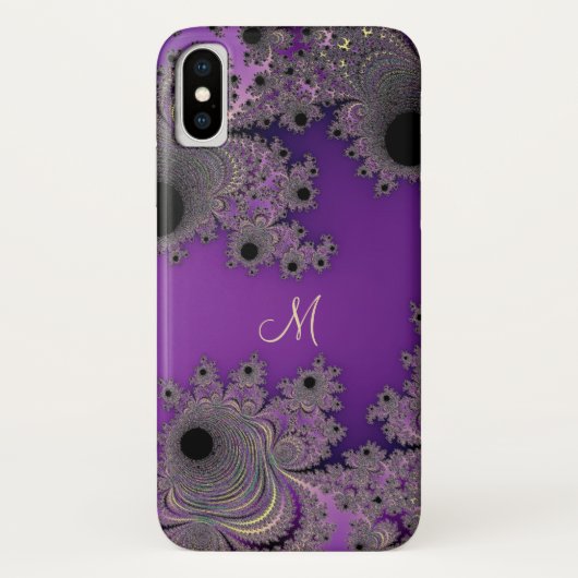 Pearlescent Paars Fractal Monogram iPhone Case (Achterkant)