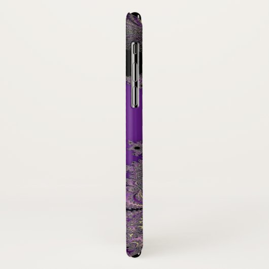 Pearlescent Paars Fractal Monogram iPhone Case (Achterkant/links)