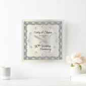 Pearls and Diamonds 30th Wedding Jubileum Vierkante Klok (Huis)