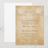 Pearls and Flowers Wedding Invitation Kaart (Voorkant / Achterkant)