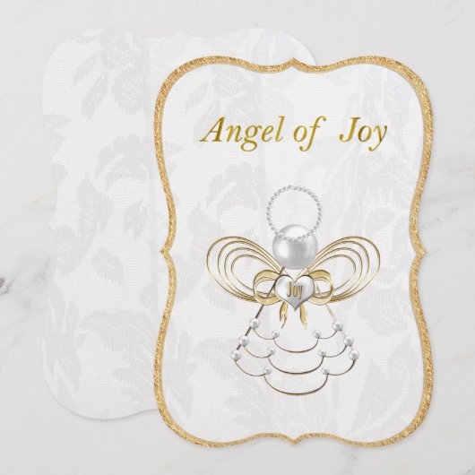 Pearls and Gold - Metallic kerstengel uit Joy Feestdagenkaart (Voorkant / Achterkant)