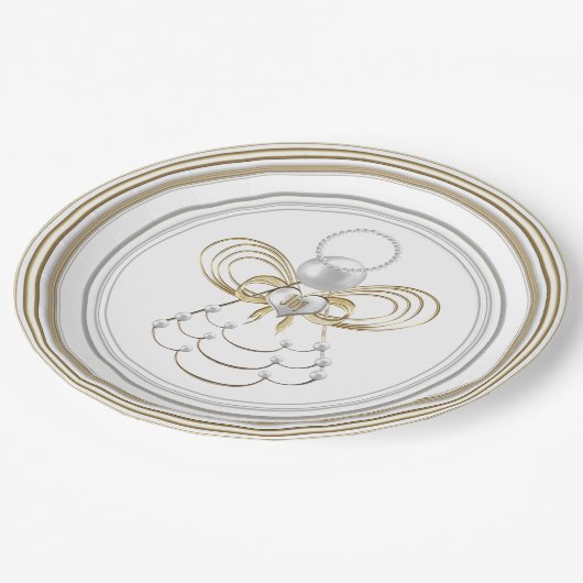 Pearls and Gold - Metallic kerstengel uit Joy Papieren Bordje (Gekanteld)