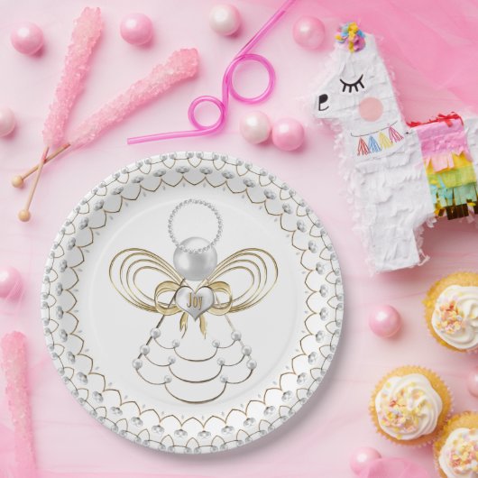 Pearls and Gold - Metallic kerstengel uit Joy Papieren Bordje (Feest)