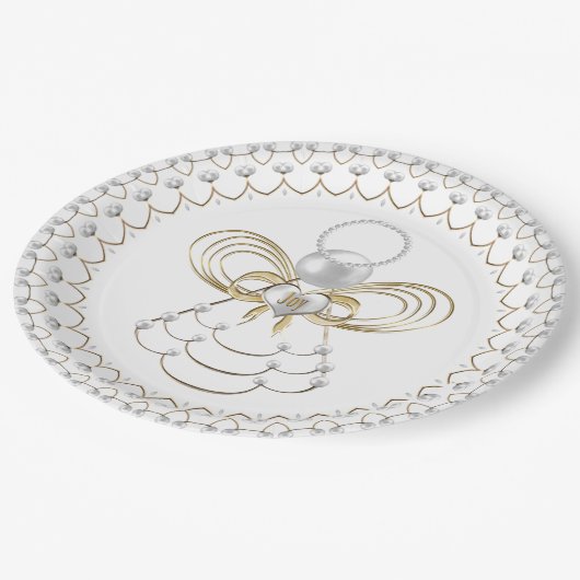 Pearls and Gold - Metallic kerstengel uit Joy Papieren Bordje (Gekanteld)