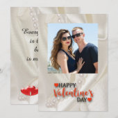 Pearls and Hearts with Personal Photo Feestdagenkaart (Voorkant / Achterkant)