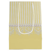 Pearls and Lace Gold Stripes Ivory Bow met naam Medium Cadeauzakje (Achterkant)