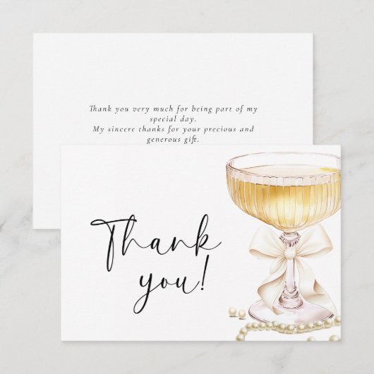 Pearls and Prosecco Bridal Shower Bedankkaart (Voorkant / Achterkant)