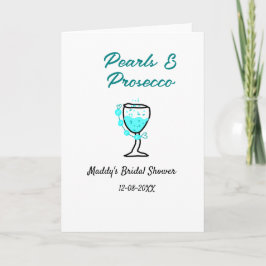 Pearls and prosecco bridal shower blue black name  kaart