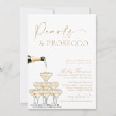Pearls and Prosecco Bridal Shower, Brunch & Bubbly Kaart (Voorkant)