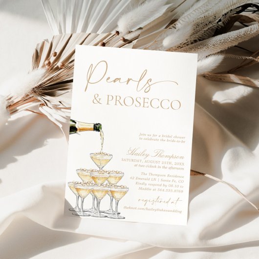 Pearls and Prosecco Bridal Shower, Brunch & Bubbly Kaart
