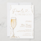 Pearls and Prosecco Bridal Shower, Bubbly Invite Kaart (Voorkant)