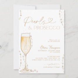 Pearls and Prosecco Bridal Shower, Bubbly Invite Kaart