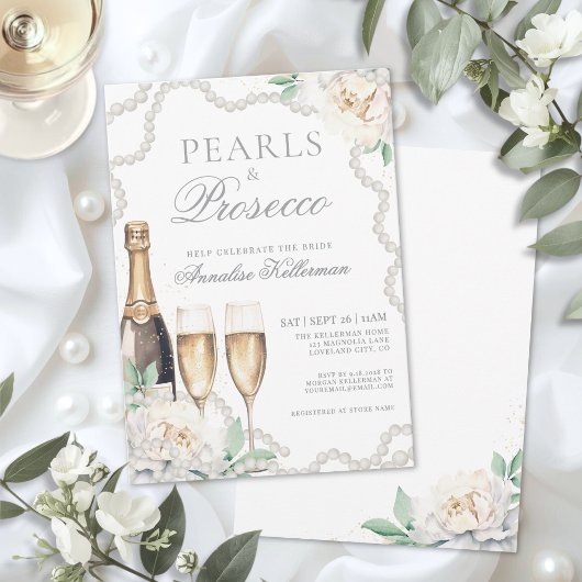 Pearls And Prosecco Bridal Shower Kaart