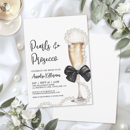 Pearls And Prosecco Bridal Shower Kaart