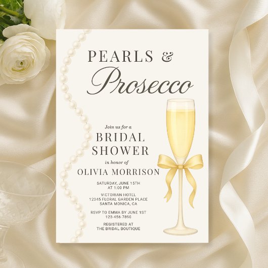 Pearls and Prosecco Bridal Shower Kaart