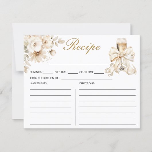 Pearls and Prosecco Bridal Shower Recipe Card (Voorkant)