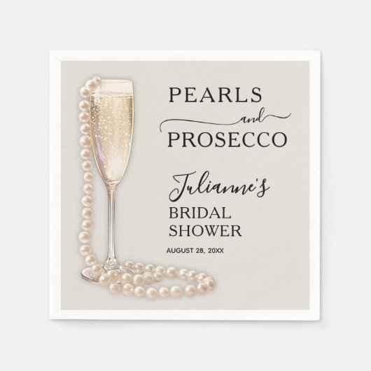 Pearls and Prosecco Bridal Shower Servet (Voorkant)