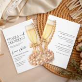 Pearls and Prosecco Elegant Bow Bridal Shower Kaart