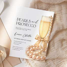 Pearls and Prosecco Elegant Bow Bridal Shower Kaart