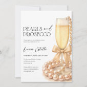 Pearls and Prosecco Elegant Bow Bridal Shower Kaart (Voorkant)