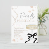 Pearls and Prosecco Ivory Bow  Bridal Shower  Kaart (Staand voorkant)