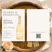 Pearls and Prosecco QR Code Bridal Shower Kaart