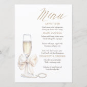Pearls and Prosecco Whimsical Chic Menu Cards (Voorkant)