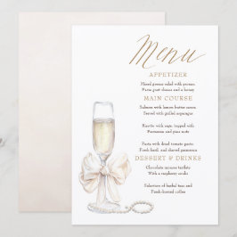 Pearls and Prosecco Whimsical Chic Menu Cards