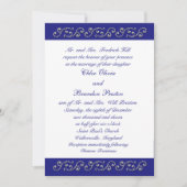 Pearls and Sapphire Blue Wedding Invitation Kaart (Voorkant)
