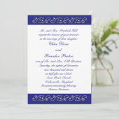 Pearls and Sapphire Blue Wedding Invitation Kaart (Staand voorkant)