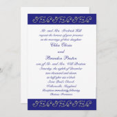 Pearls and Sapphire Blue Wedding Invitation Kaart (Voorkant / Achterkant)