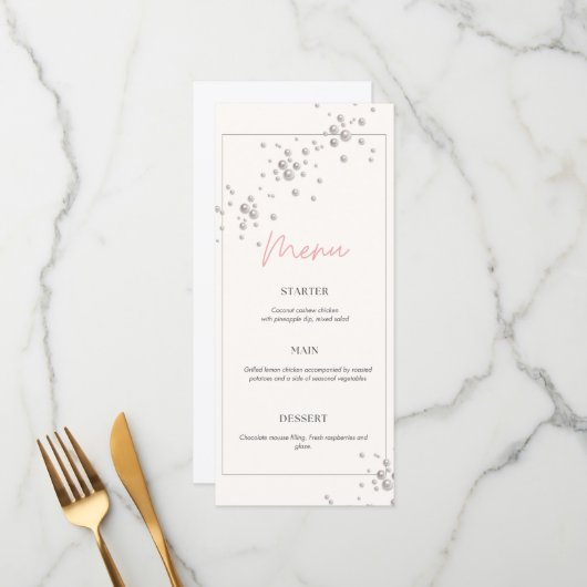 Pearls-baby shower menu (Voorkant / Achterkant in situ)