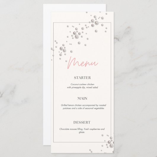 Pearls-baby shower menu (Voorkant / Achterkant)