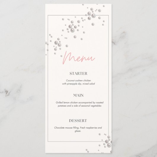 Pearls-baby shower menu (Voorkant)