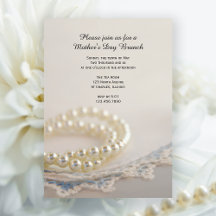 Pearls Blue Lace Moederdag Brunch Invitation