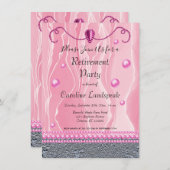 Pearls & Bright roze Silk Retirement Party Kaart (Voorkant / Achterkant)