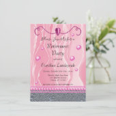 Pearls & Bright roze Silk Retirement Party Kaart (Staand voorkant)