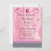 Pearls & Bright roze Silk Retirement Party Kaart (Voorkant)