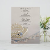 Pearls, Diamond Ring and Blue Lace Wedding Menu (Staand voorkant)
