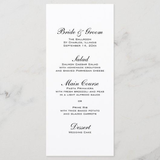 Pearls, Diamond Ring and Blue Lace Wedding Menu (Voorkant)